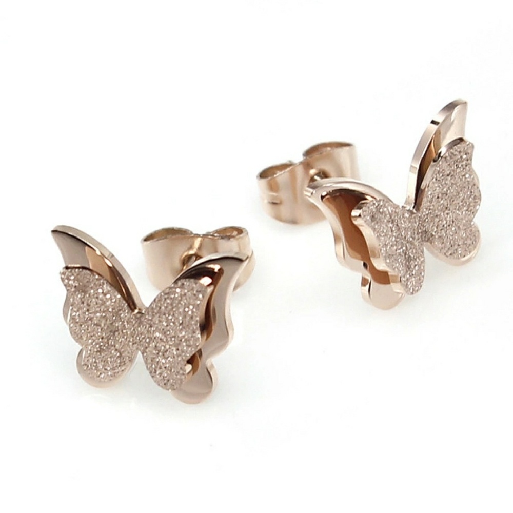 Beautiful Rose  Gold Plated  Butterfly earrings